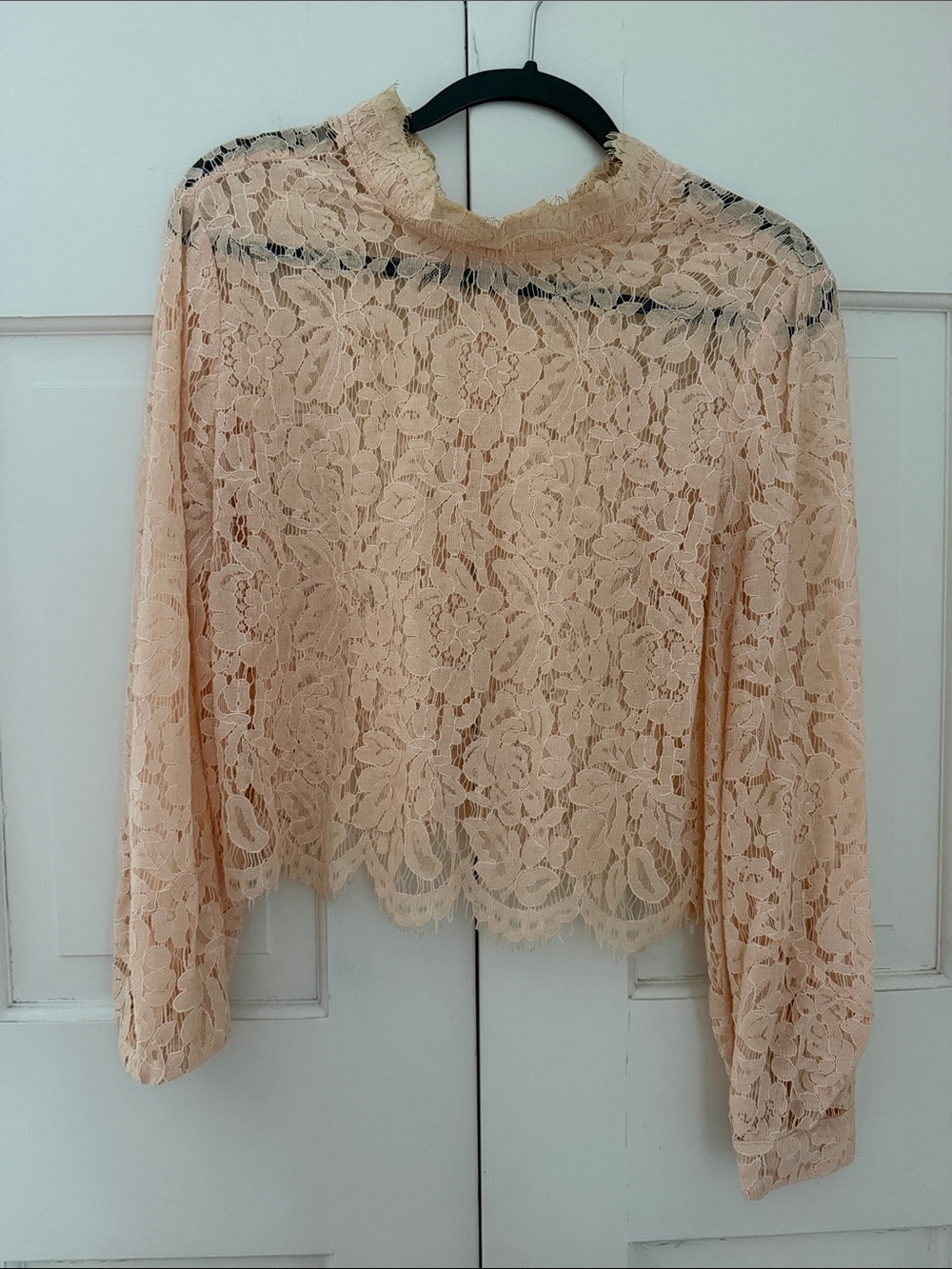Mustard Seed Peach Lace Long-Sleeve Top